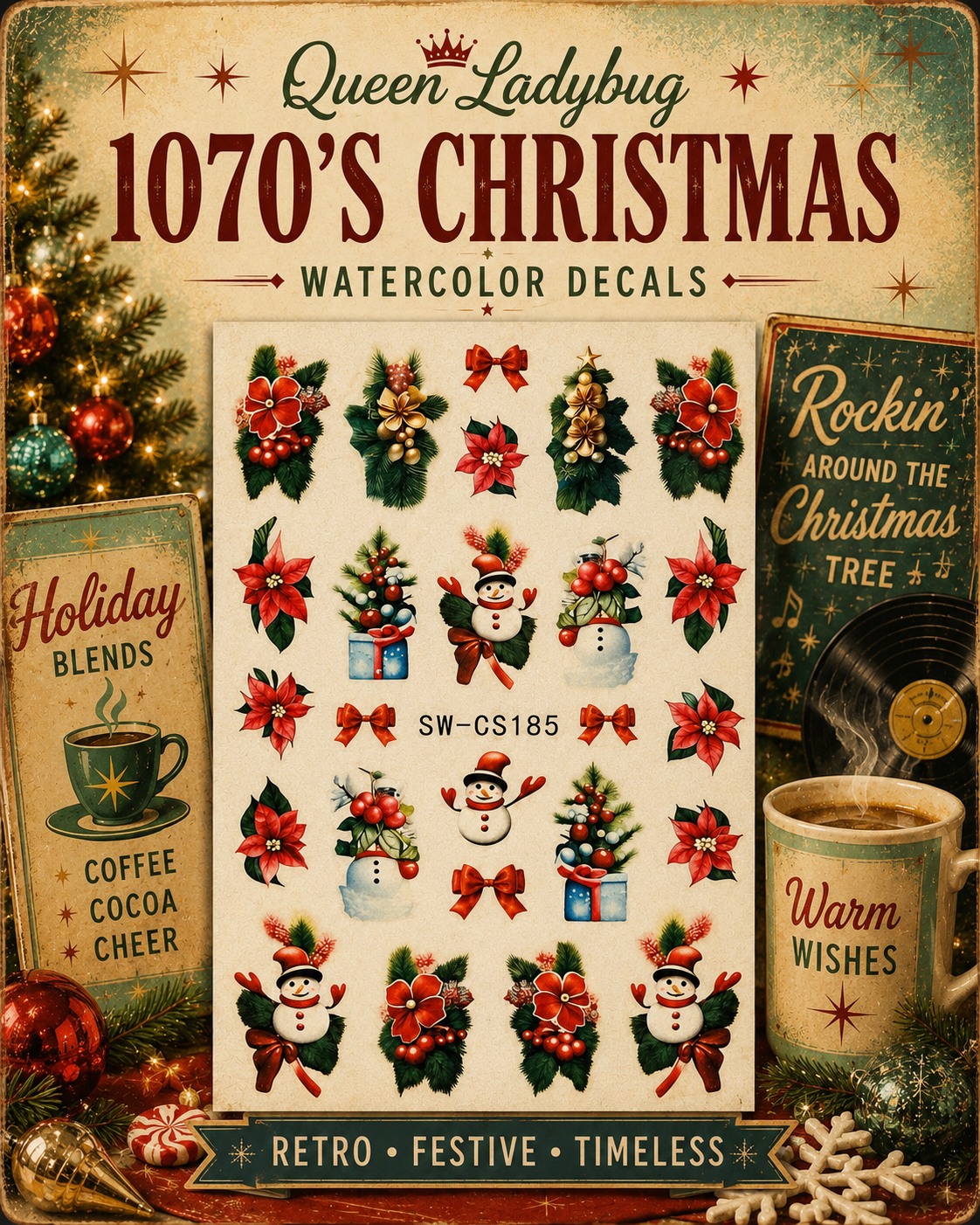 1970's Vintage Christmas Decals