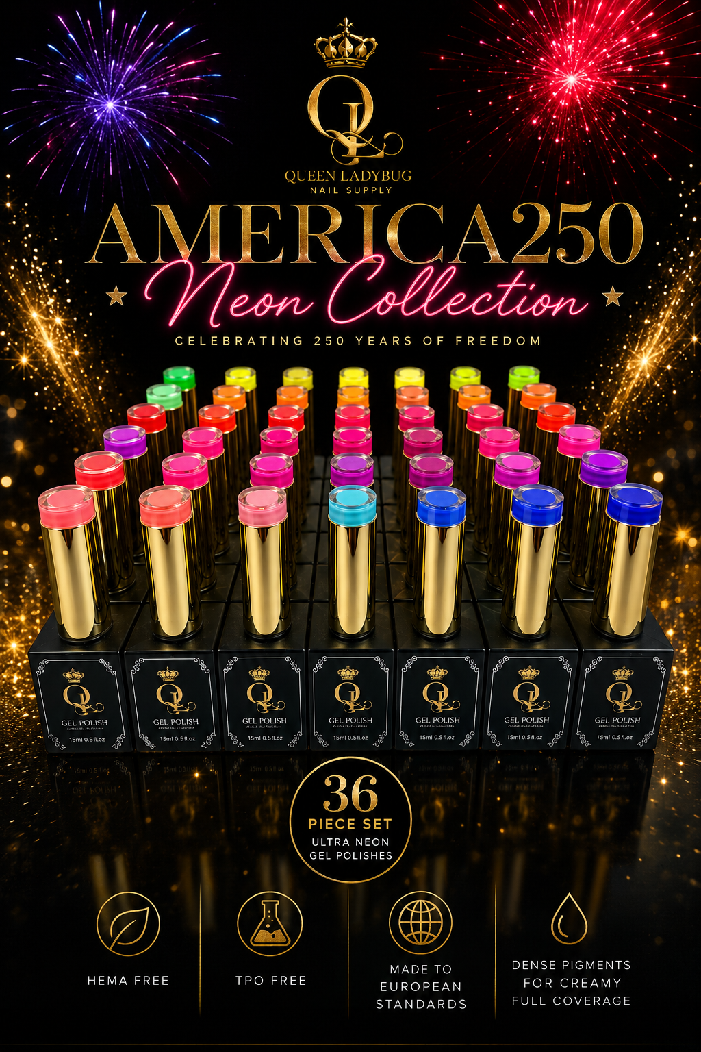36 pc Neon Gel Polish Collection: Hema, TPO Free