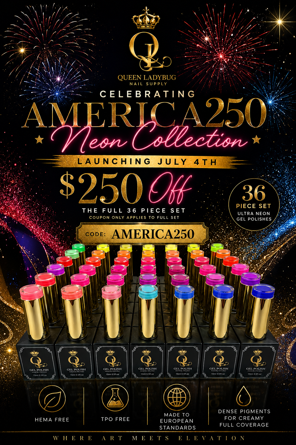 36 pc Neon Gel Polish Collection: Hema, TPO Free