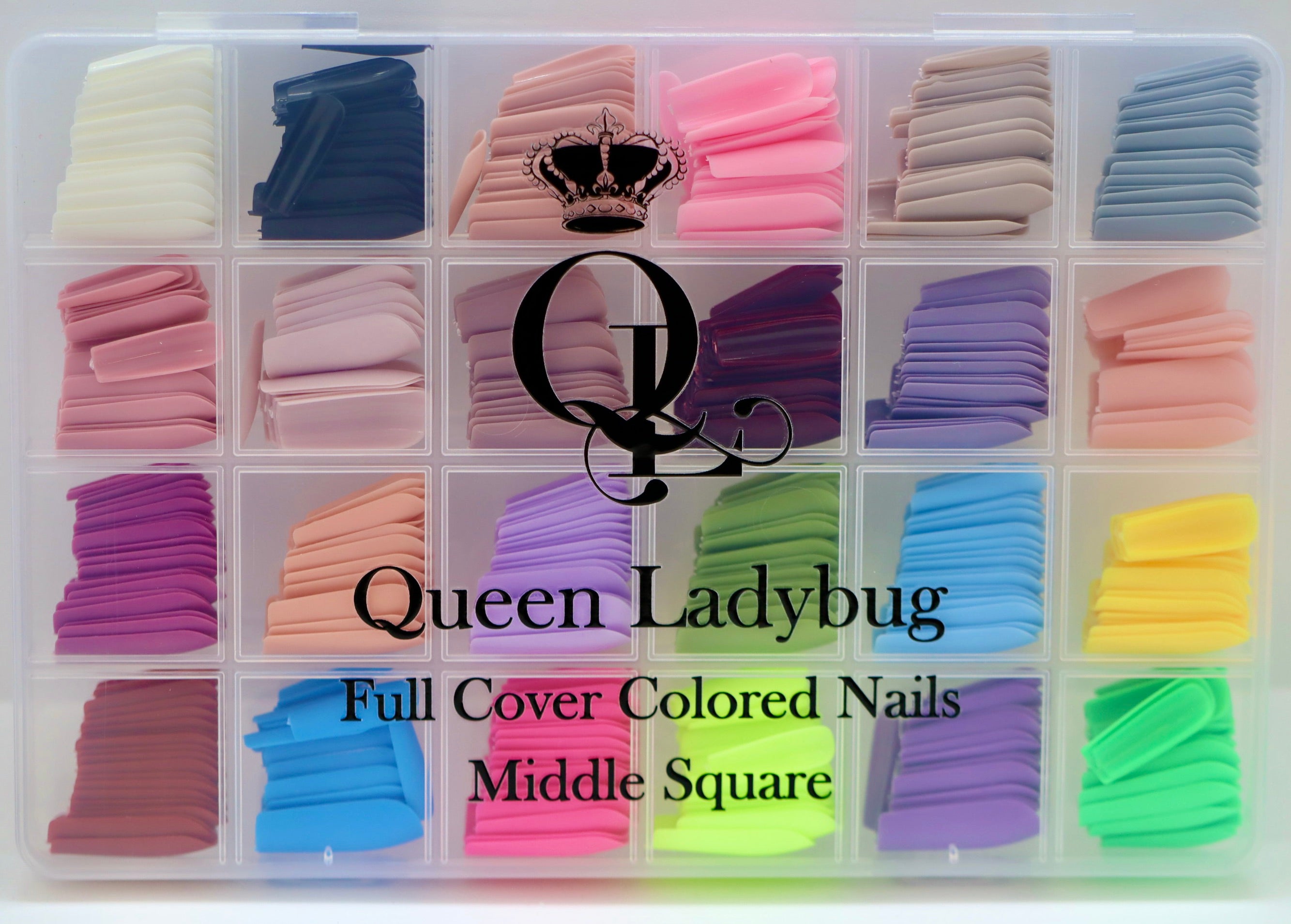 Middle Square -- Full-Cover, Colored Nails
