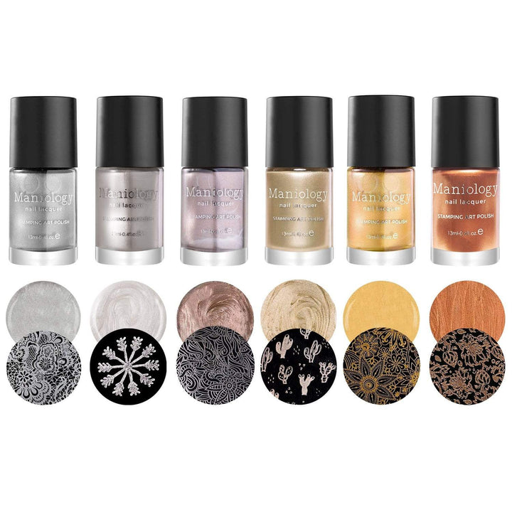 Maniology Brand - Precious Metals: 6-Piece Metallic Stamping Polish Set