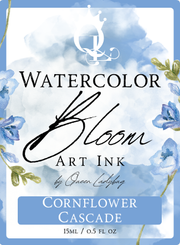 Cornflower Cascade -- Watercolor Bloom Ink