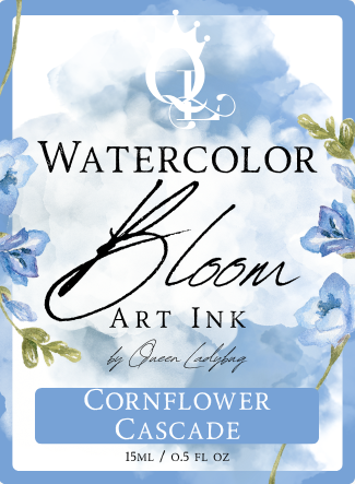 Cornflower Cascade -- Watercolor Bloom Ink