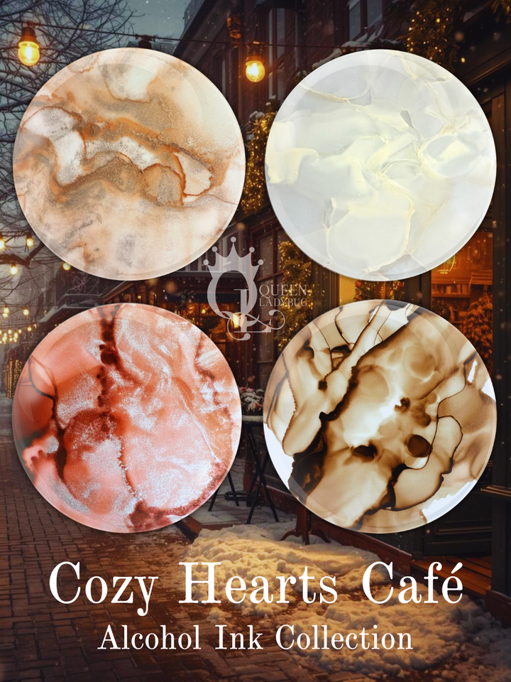 Cozy Hearts Café -- 4pc Alcohol Ink Collection