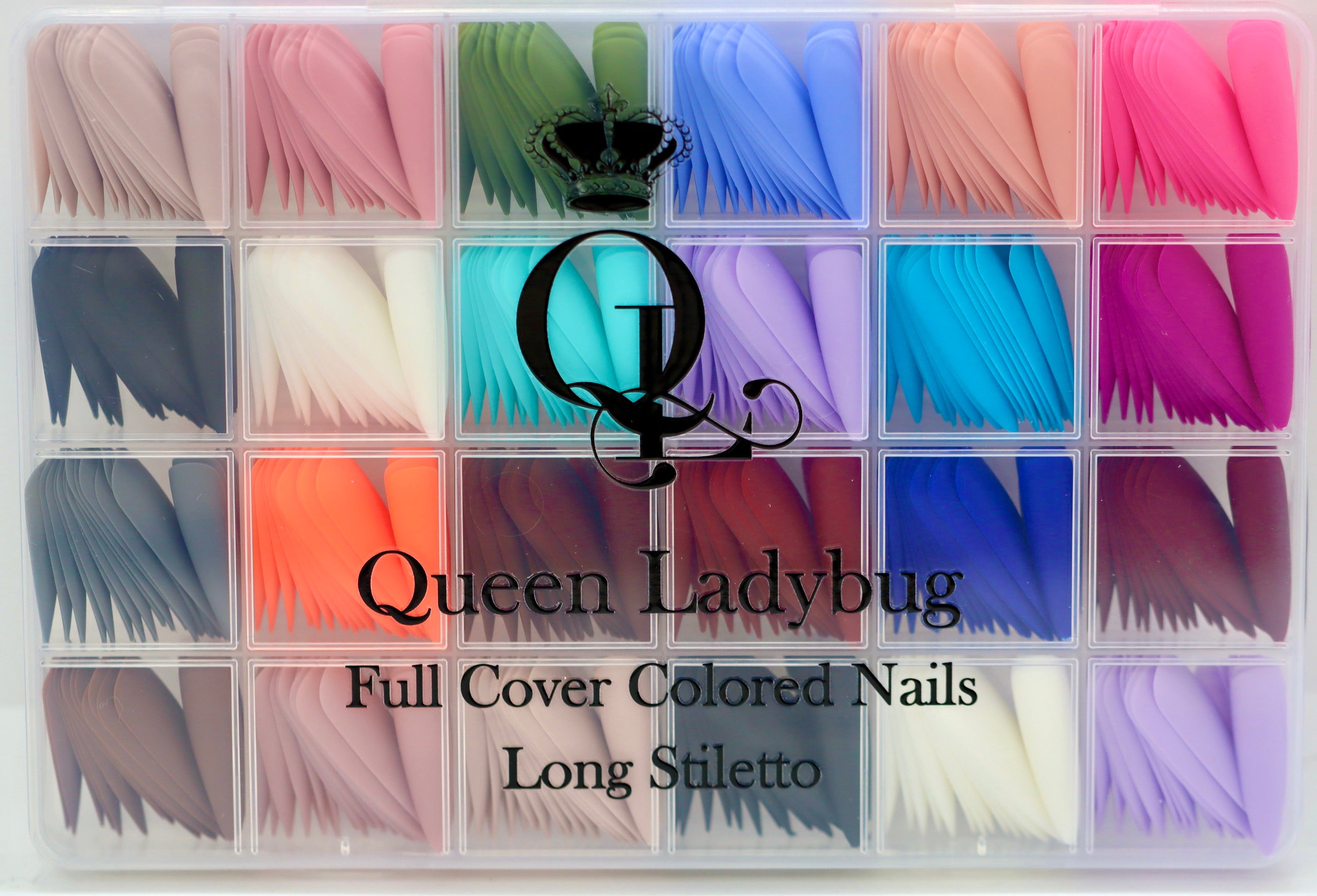 Long Stiletto -- Full-Cover, Colored Nails