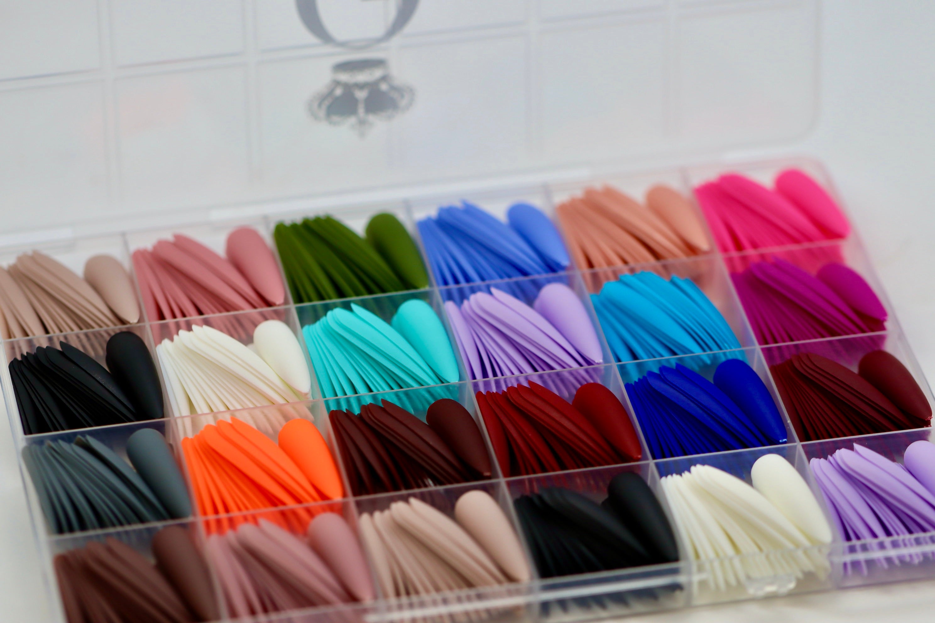 Long Stiletto -- Full-Cover, Colored Nails