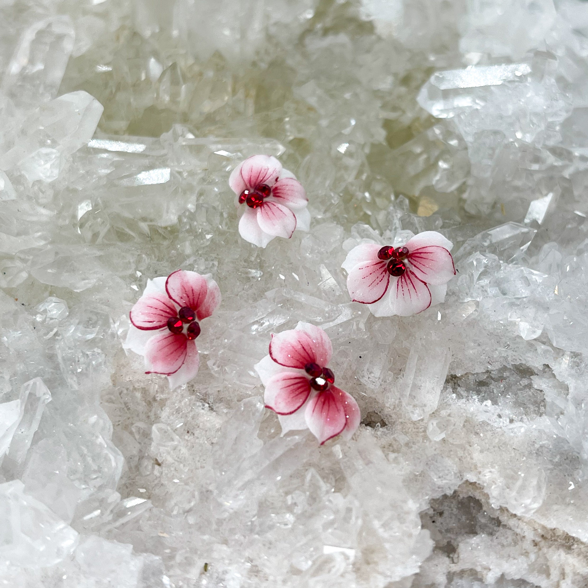 Red Detailed Christmas Flower -- Handmade 3D Nail Embellishments