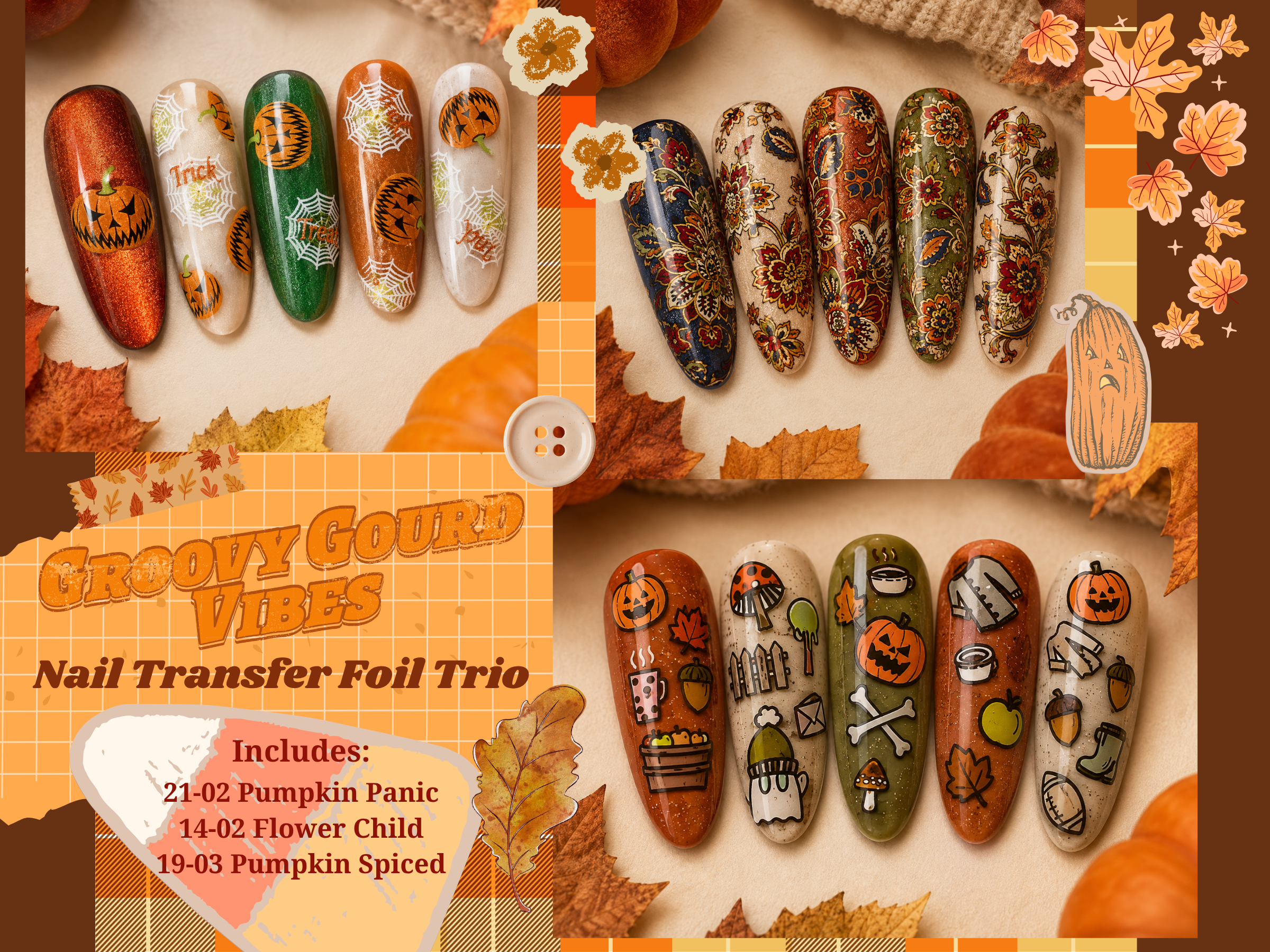 Groovy Gourd Vibes - Transfer Foil Trio