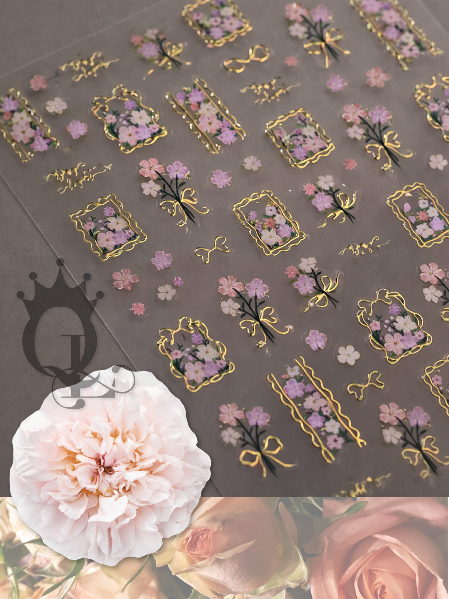 Framed Bouquet-- Metallic Decals