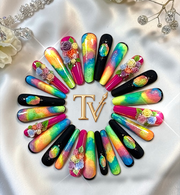 Tie-Dye Garden Russian Almond Press-On Nails