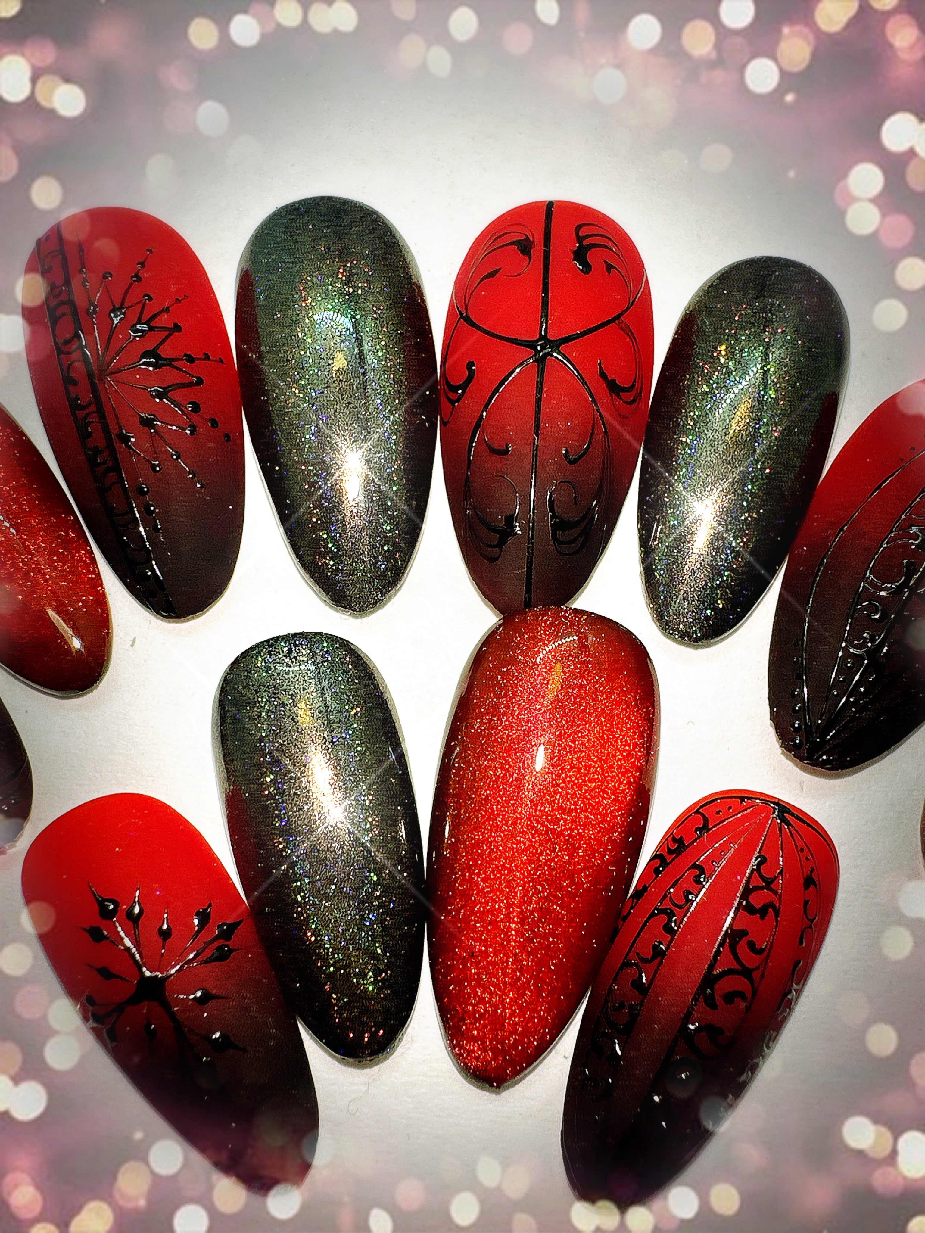 Steampunk Winter Holiday Press-On Nails