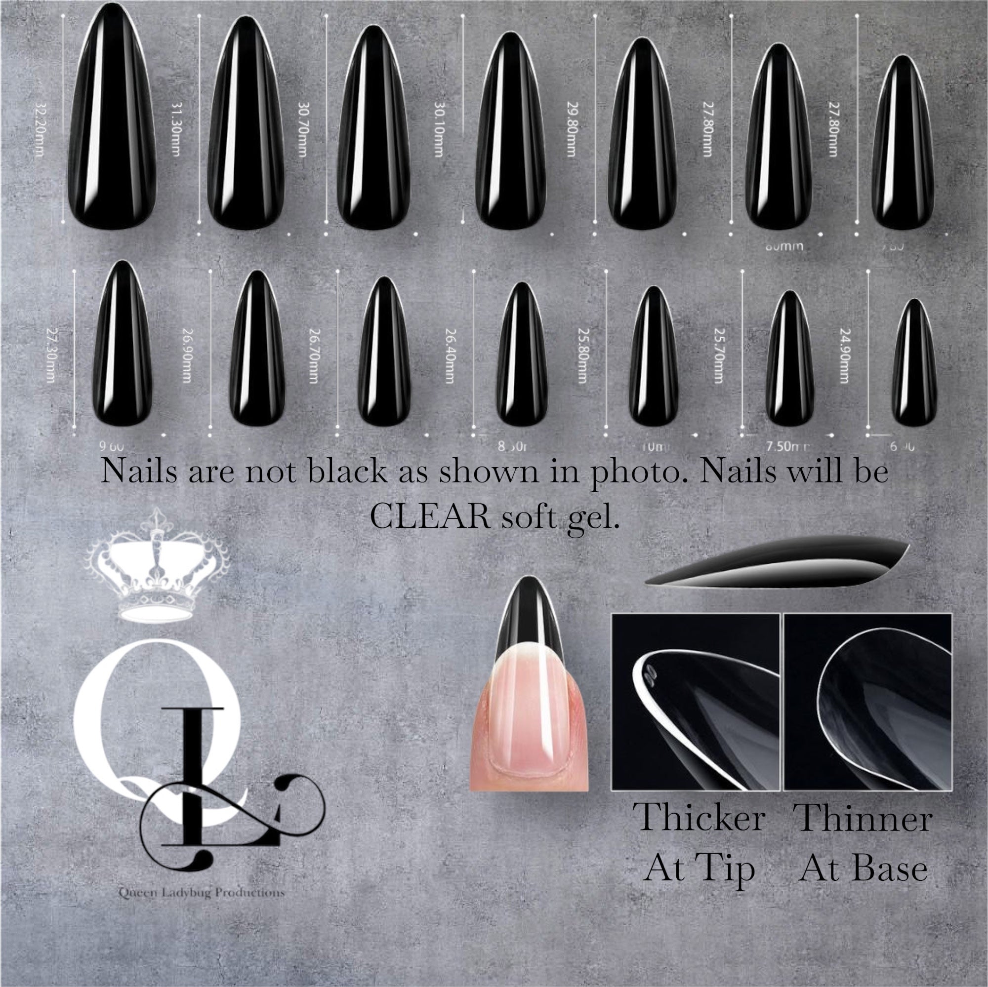 Long Almond Full Cover Gel Nails--600pc