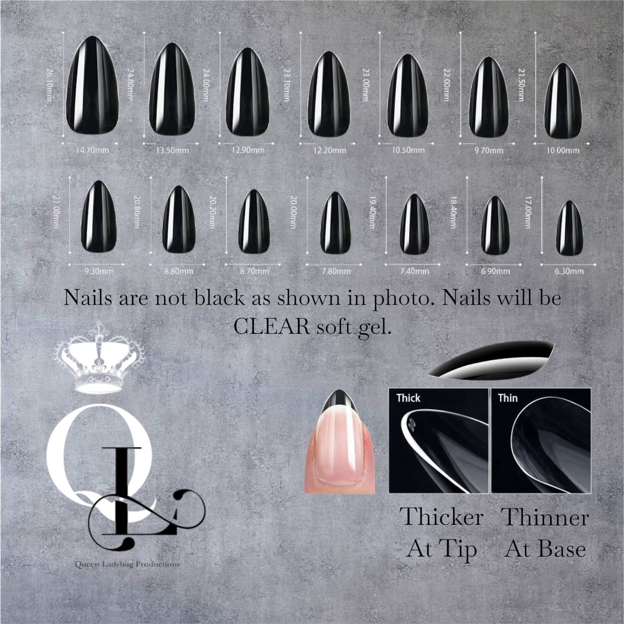 Medium Almond Full Cover Gel Nails--600pc