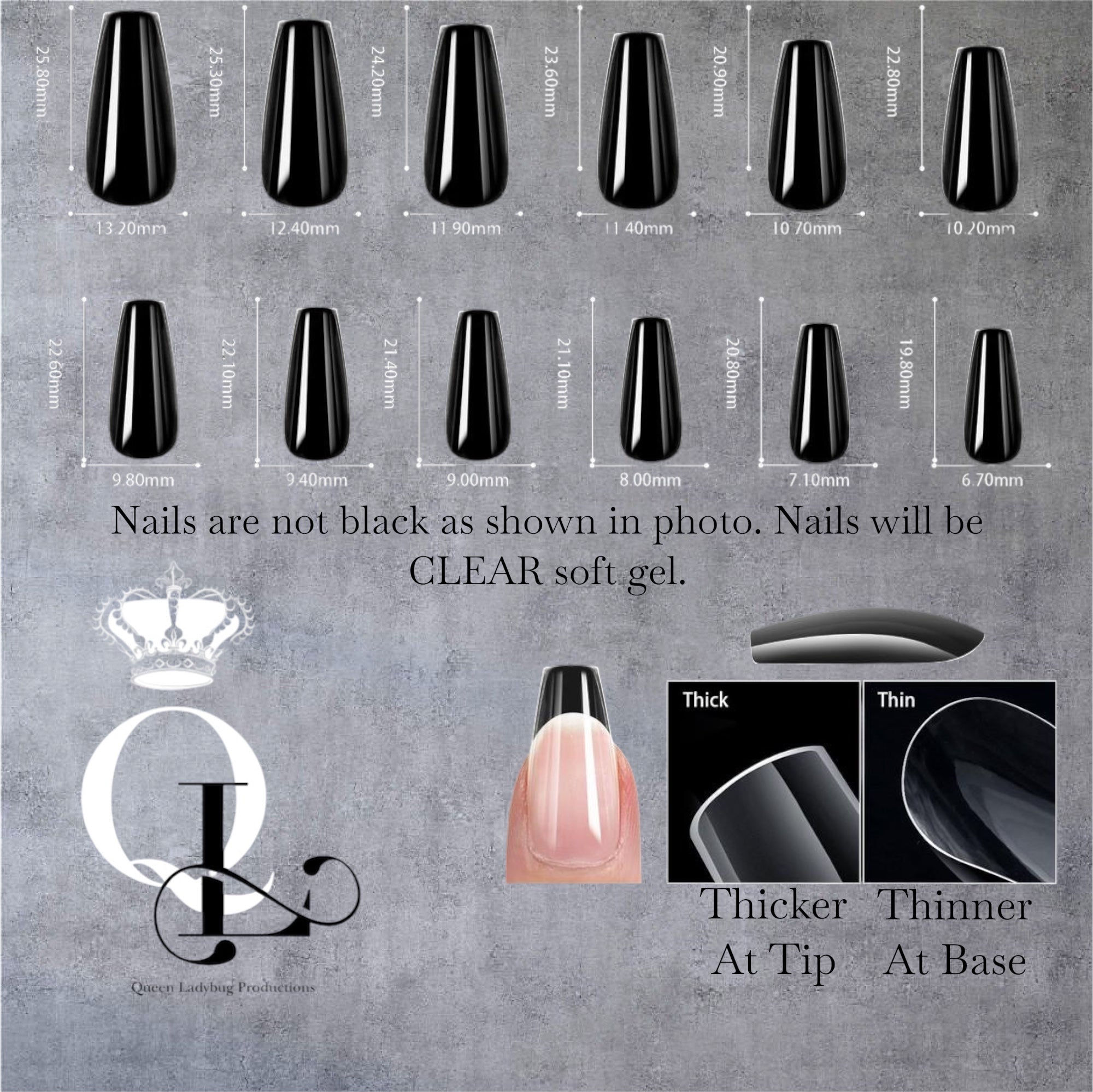 Medium Coffin Full Cover Gel Nails--500pc
