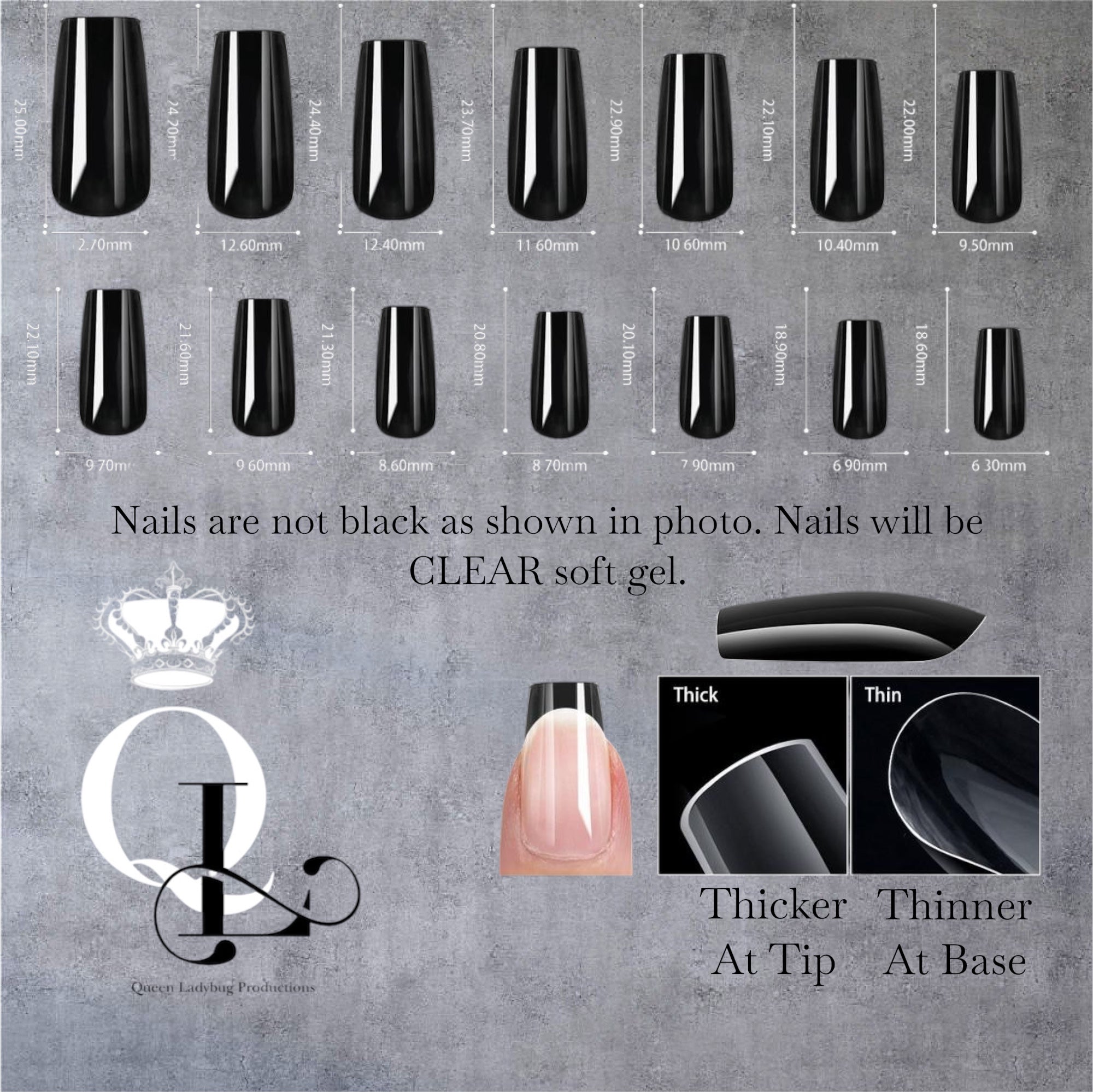 Medium Square Full Cover Gel Nails--600pc