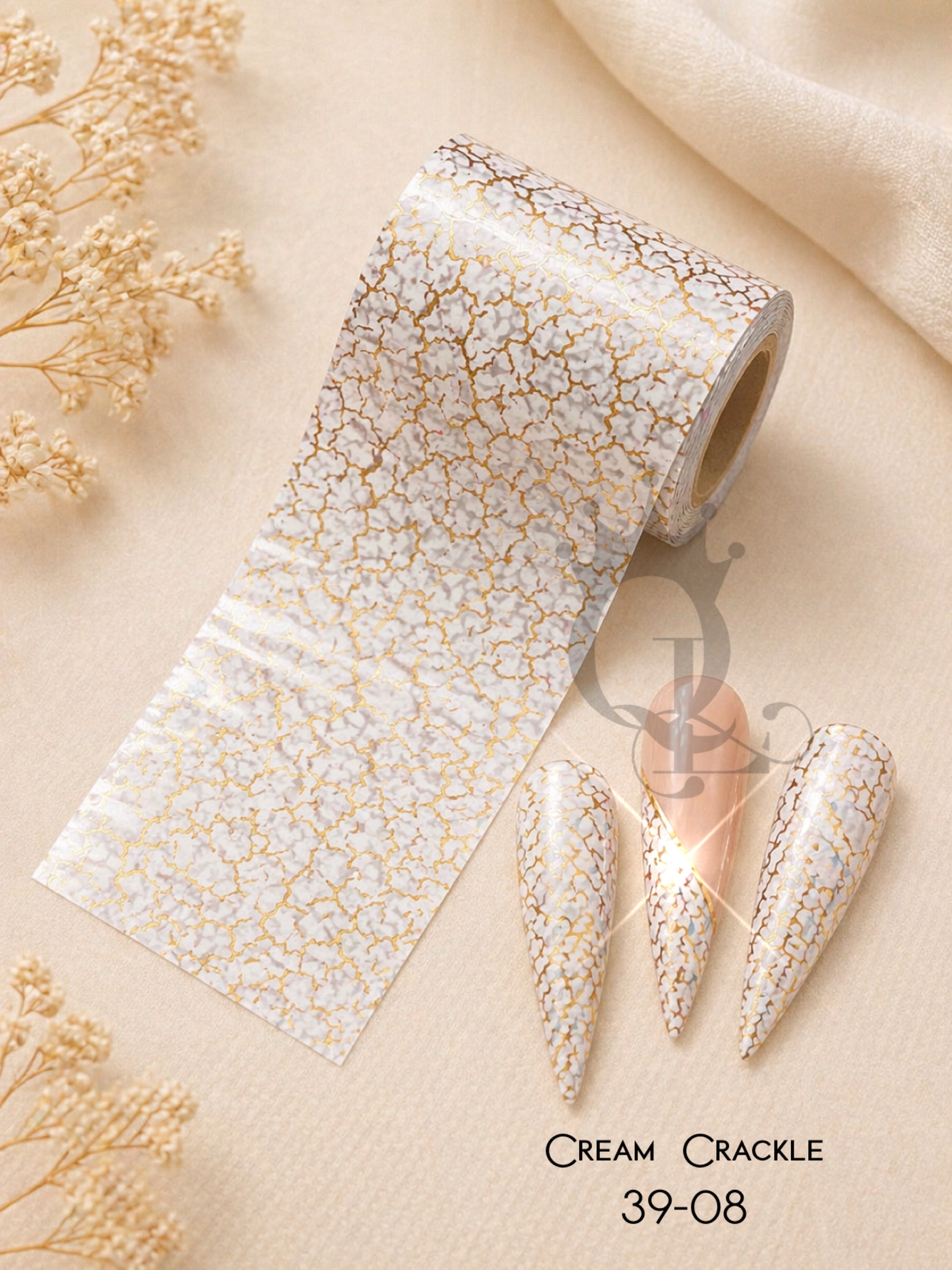 39-08 Gilded Crackle Cream Nail Transfer Foil