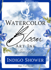 Indigo Shower -- Watercolor Bloom Ink