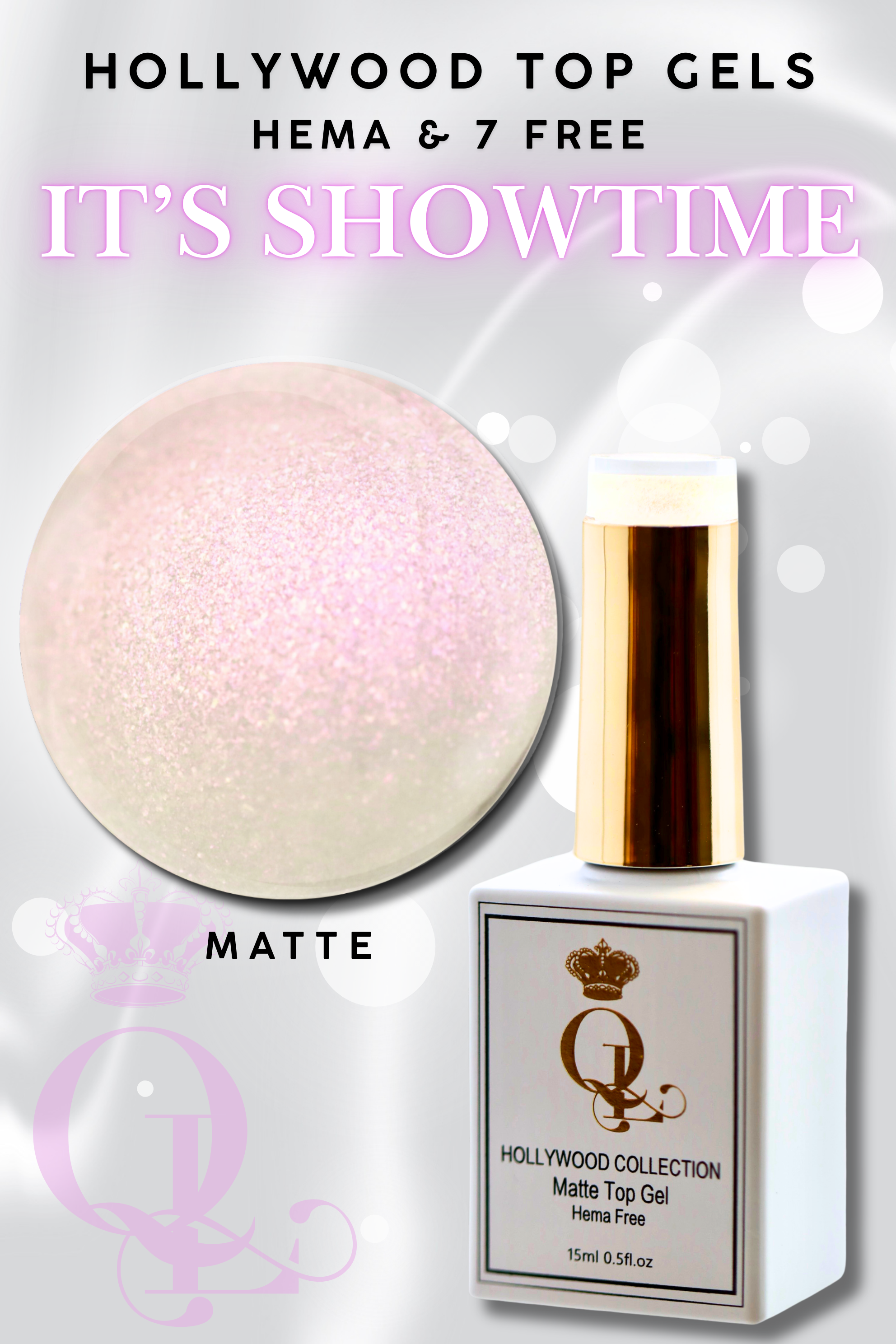 MATTE "It's Showtime" -- HEMA-FREE Matte Hollywood Top Gel