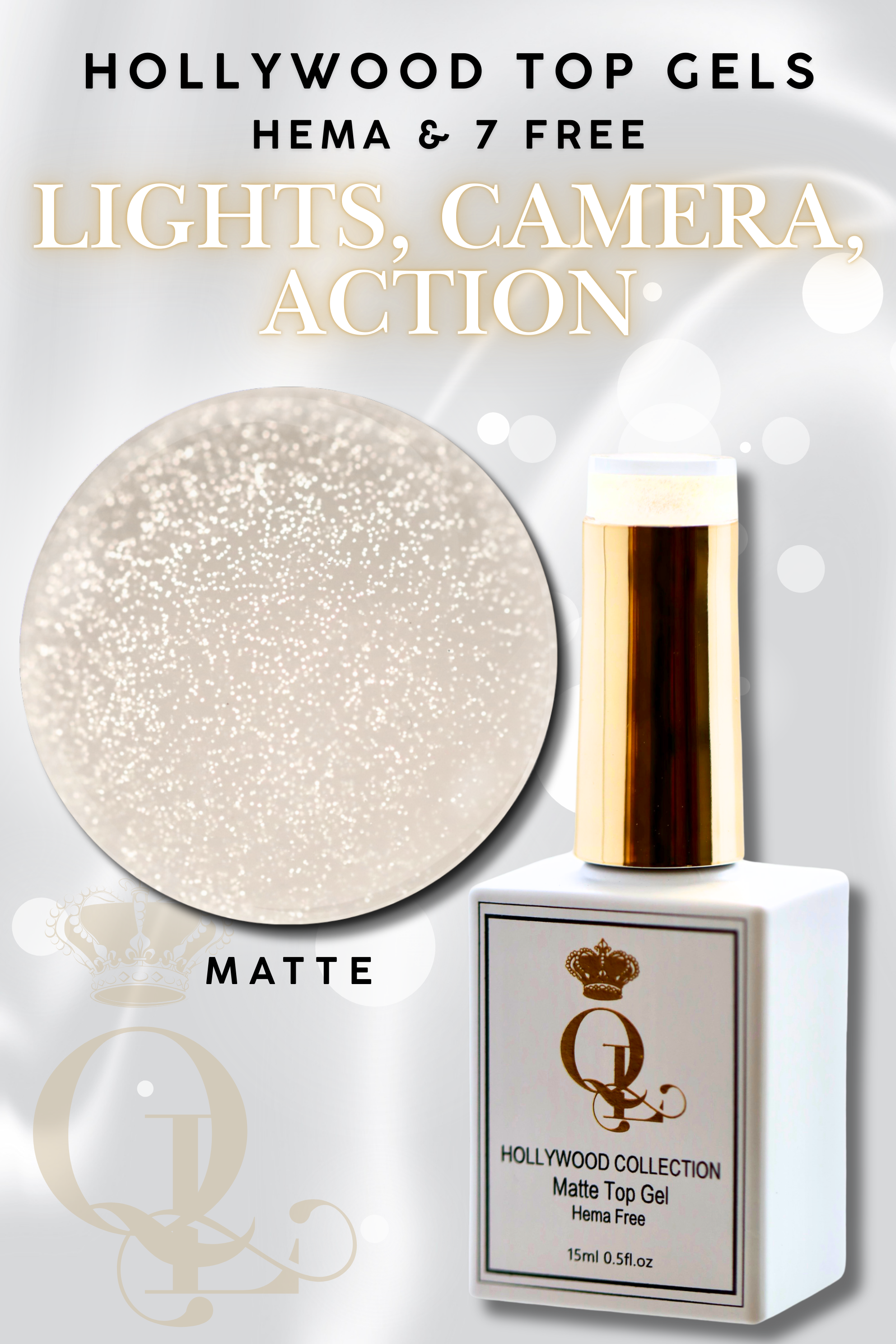 MATTE "Lights, Camera, Action" -- HEMA-FREE Matte Hollywood Top Gel