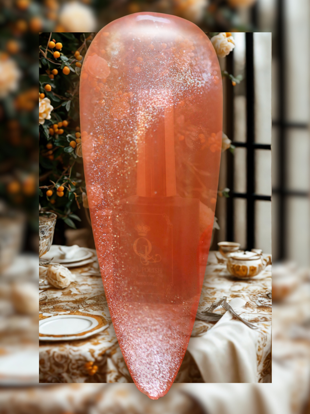 "Orange Marmalade Organza" -- Glass, Crystal Cat Eye Gel