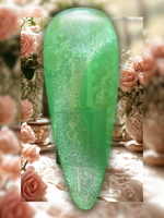 "Poplin in Pistachio" -- Glass, Crystal Cat Eye Gel