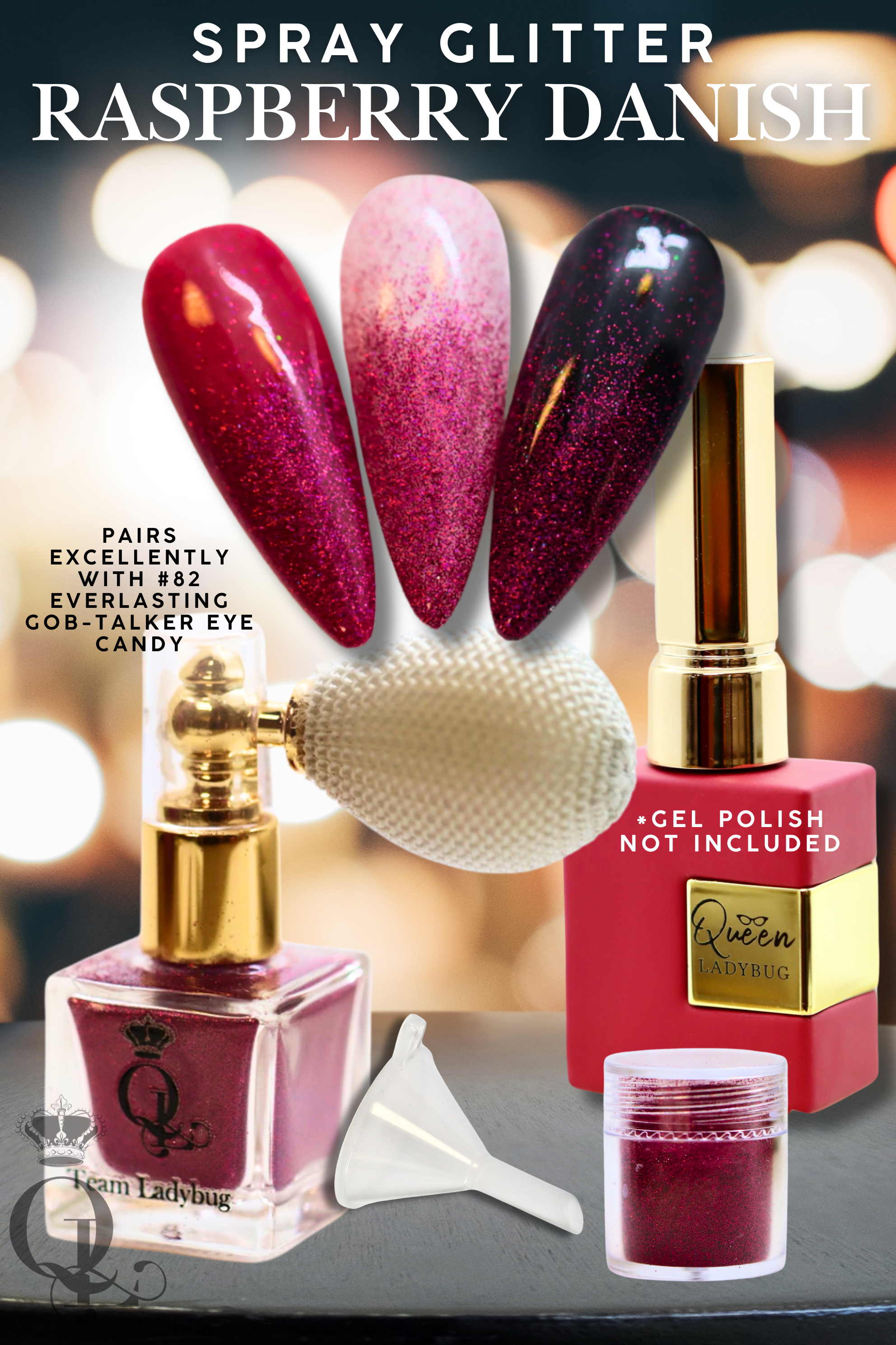 Raspberry Danish Glitter Mist – The Mobile Manicurist Nail Boutique