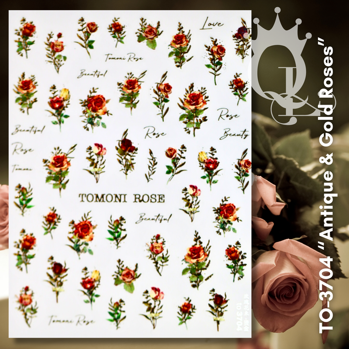 TO-3704 "Antique & Gold Roses" -- Metallic Decals