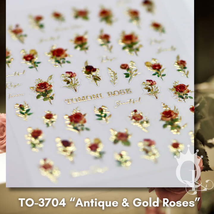 TO-3704 "Antique & Gold Roses" -- Metallic Decals