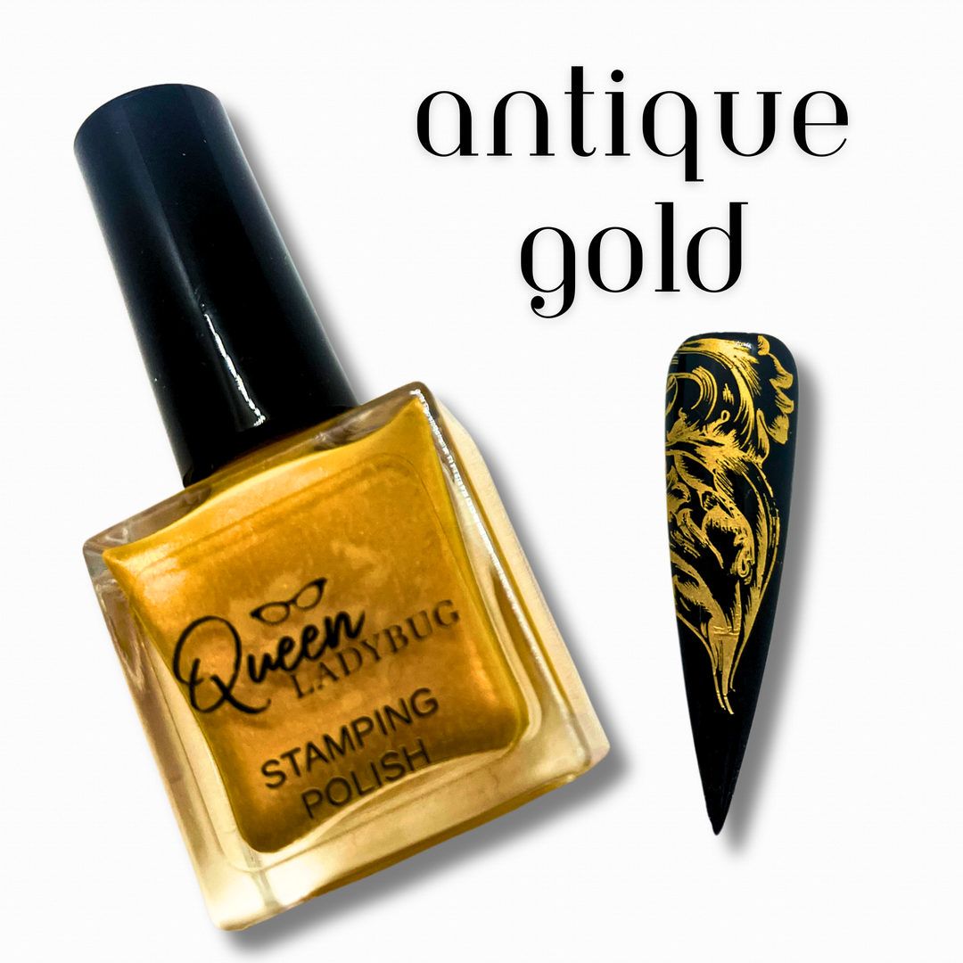 Queen Ladybug Stamping Polish -- Antique Gold