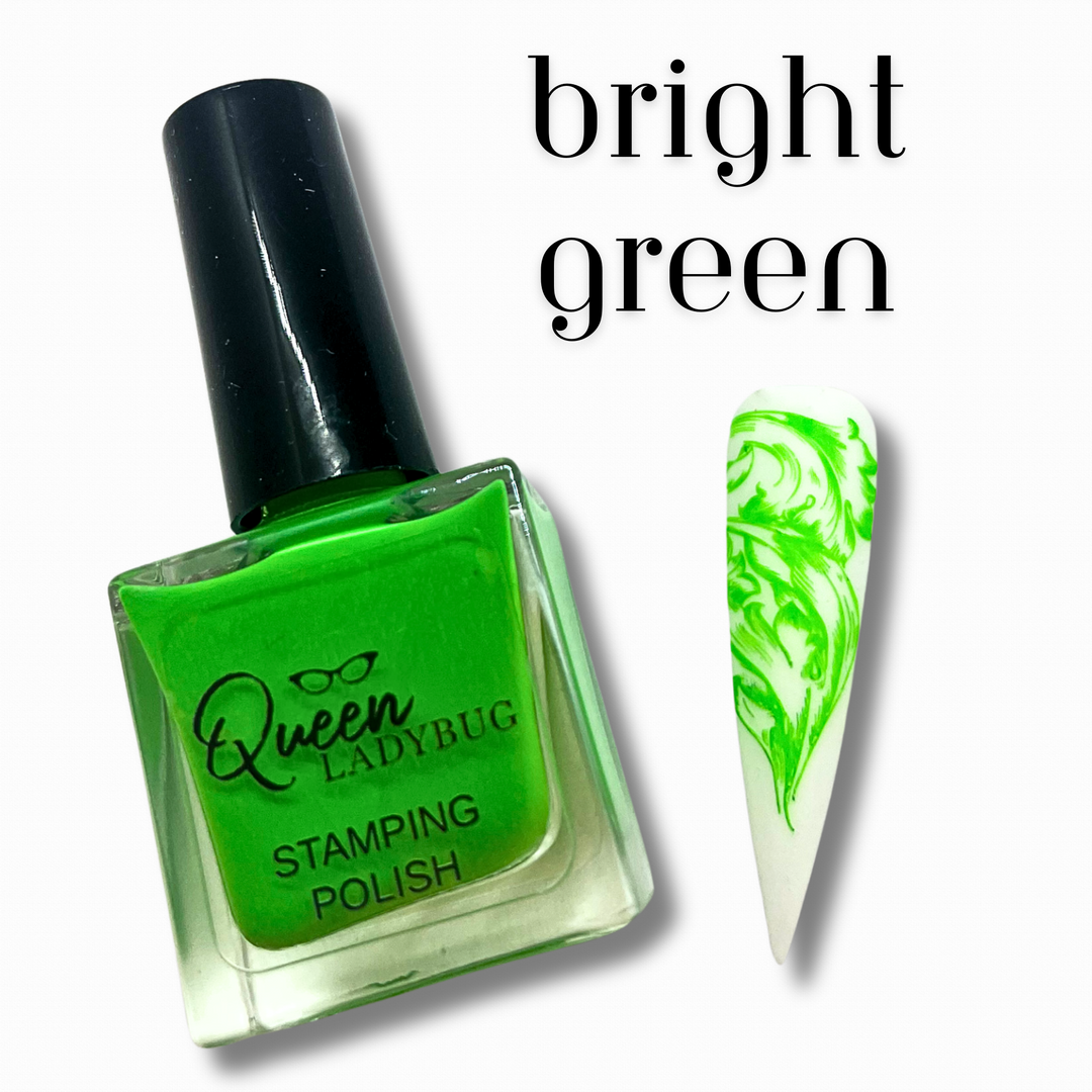 Queen Ladybug Stamping Polish -- Bright Green