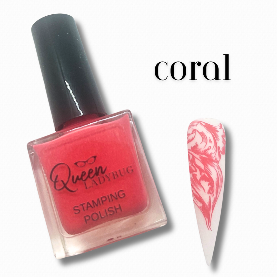 Queen Ladybug Stamping Polish -- Coral
