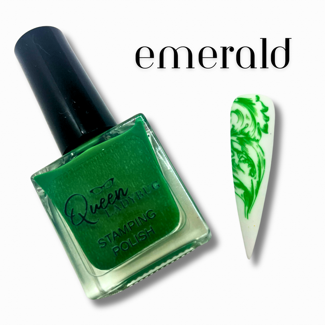 Queen Ladybug Stamping Polish -- Emerald