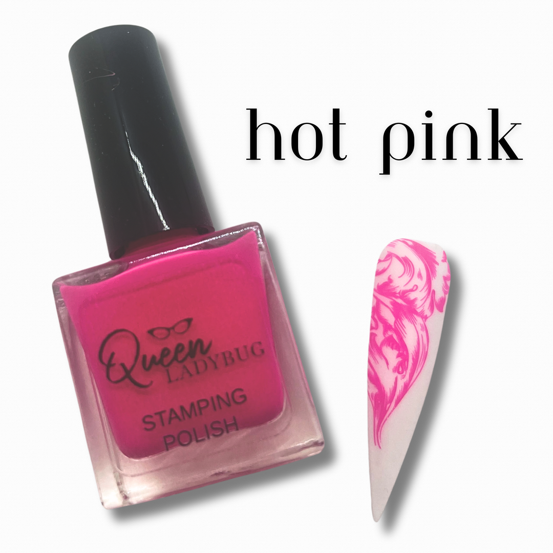 Queen Ladybug Stamping Polish -- Hot Pink