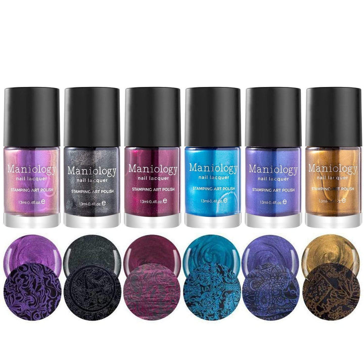 Maniology Brand- Grimm's Nightfall: 6-Piece Duochrome and Metallic Stamping Polish Set