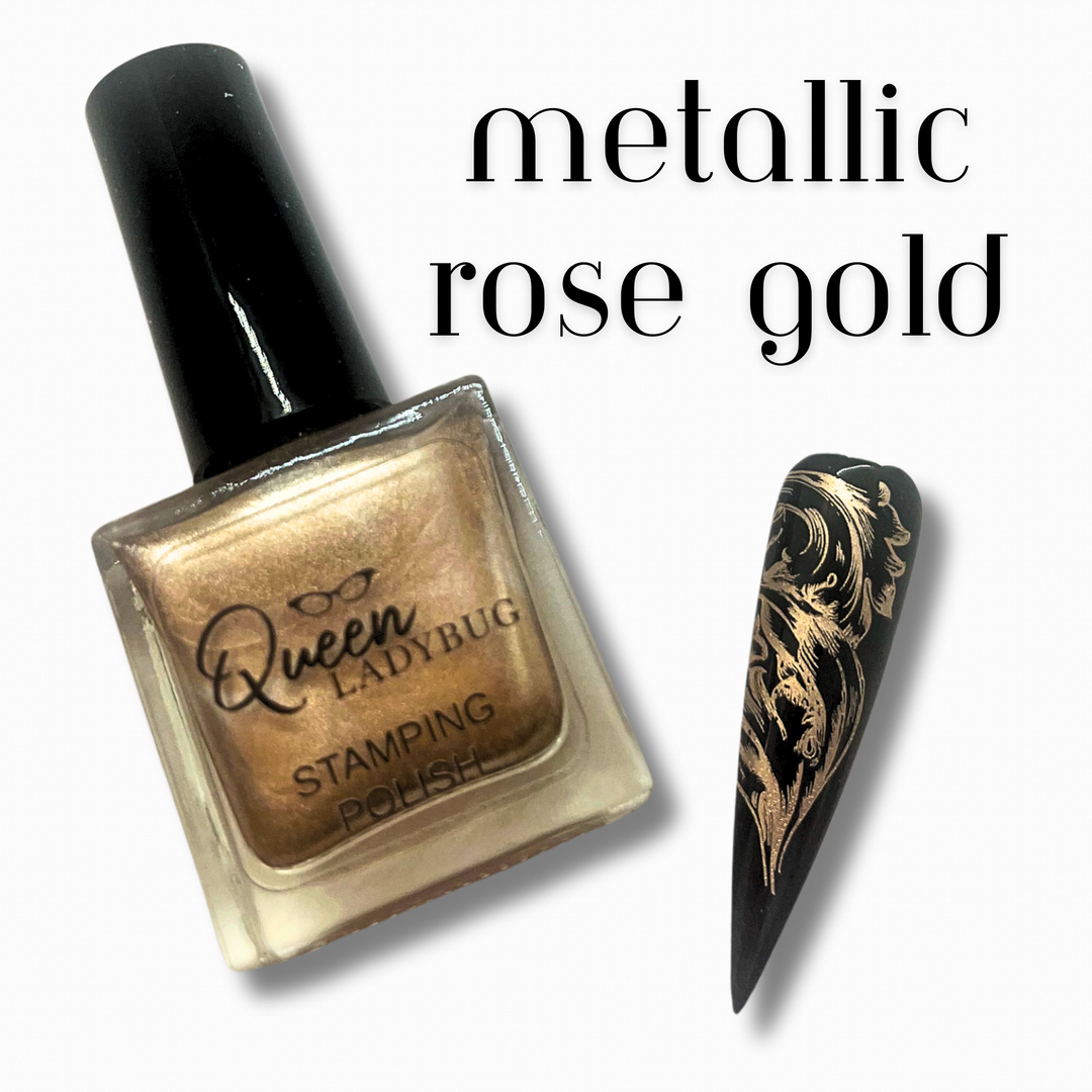 Queen Ladybug Stamping Polish -- Metallic Rose Gold