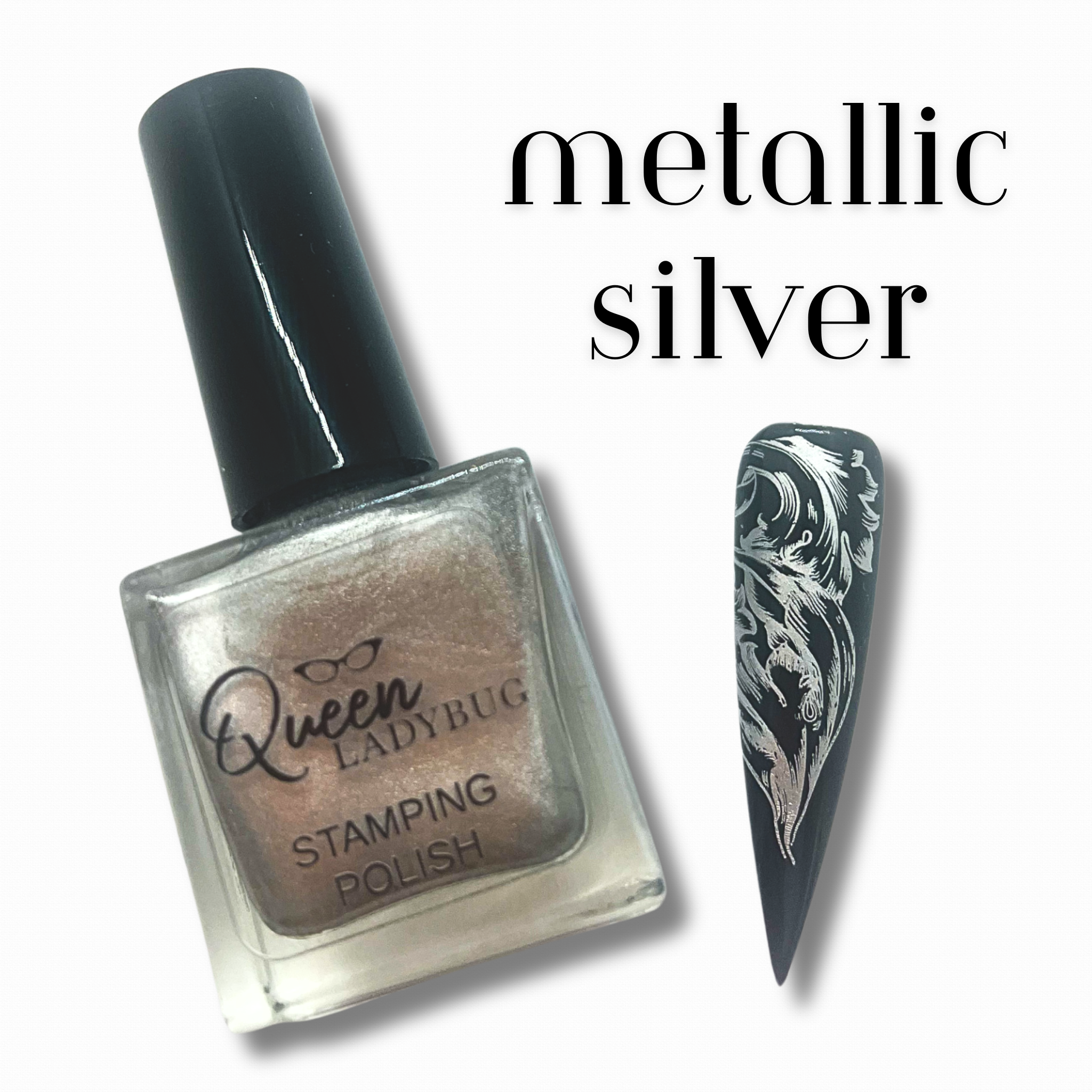 Queen Ladybug Stamping Polish -- Metallic Silver