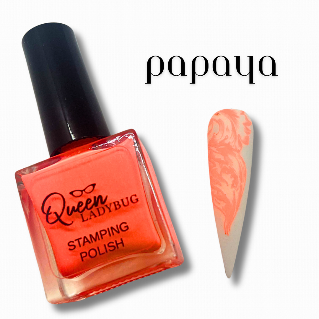 Queen Ladybug Stamping Polish -- Papaya