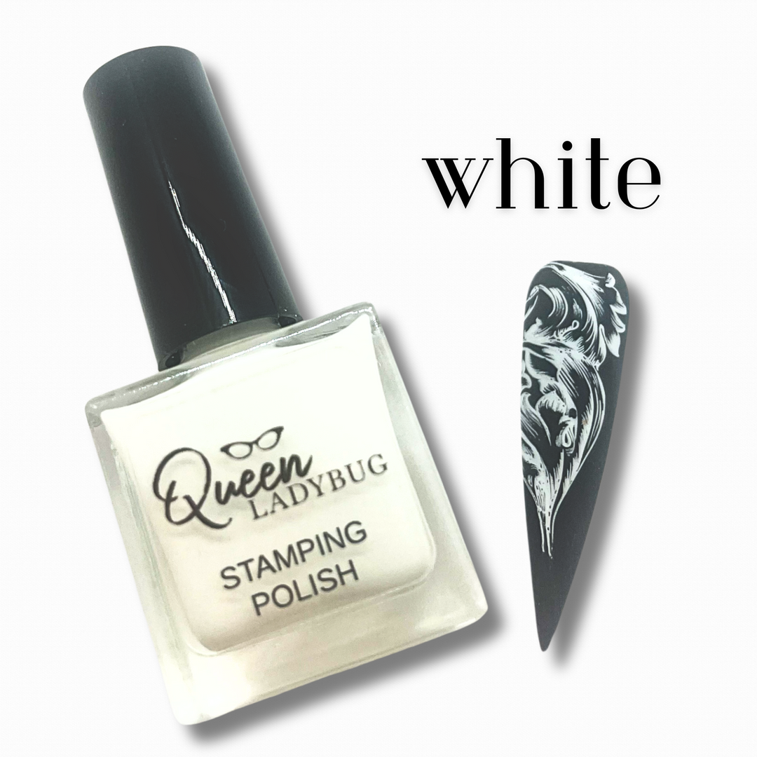 Queen Ladybug Stamping Polish -- White