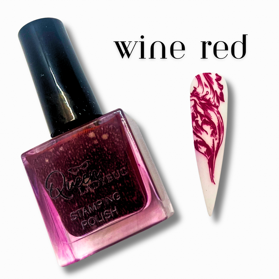 Queen Ladybug Stamping Polish -- Wine Red