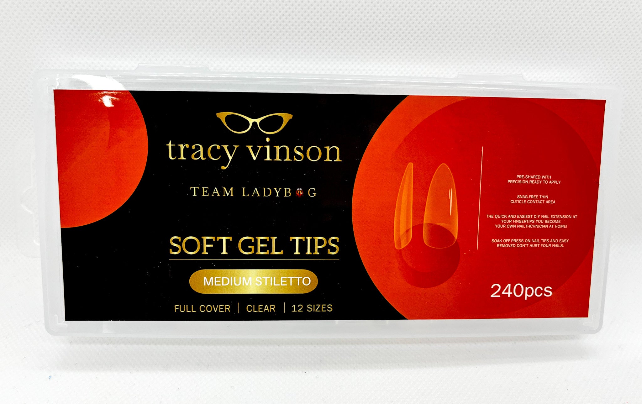 Soft Gel Tips -- Medium Stiletto Clear