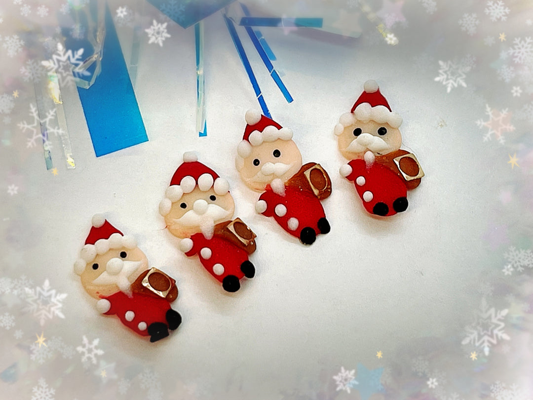 Santa w/Sack -- Handmade 3D Nail Embellishments